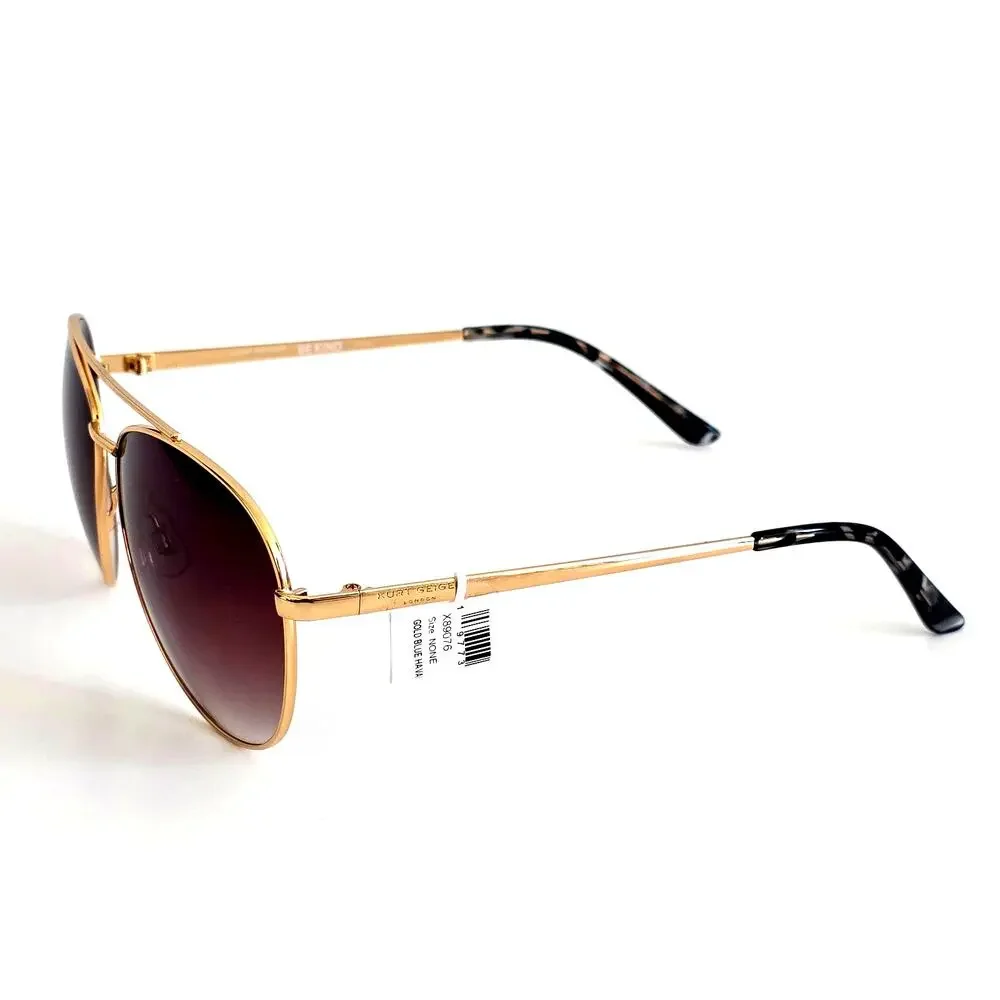 Kurt Geiger London GOLD BLUE HAVANA/ BROWN 61mm Aviator Sunglasses 100% UV
